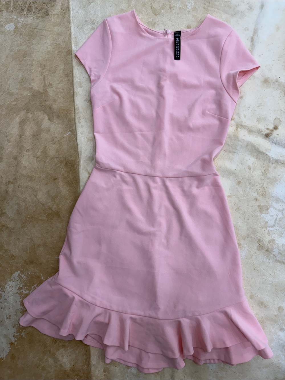 Design Lab Lord & Taylor Light Pink Ruffle-Hem Mini Dress